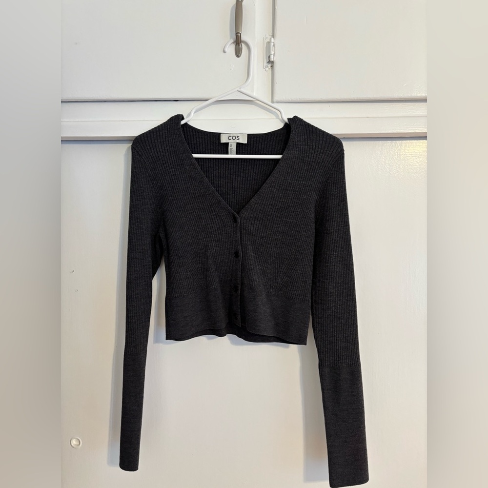 COS Ribbed Knit Merino Wool Cardigan